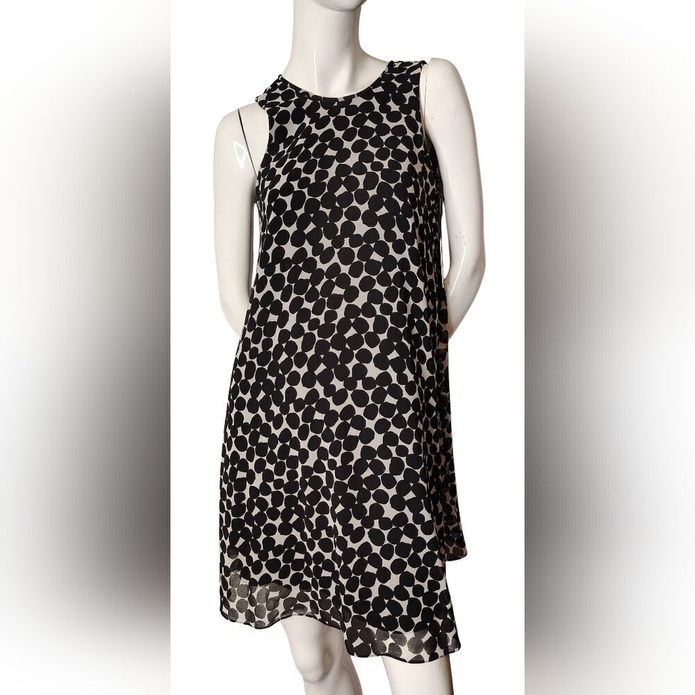 Calvin Klein Black & White Sleeveless Patterned Mini Dress Holiday Party Sz 2